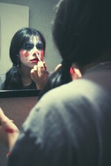 girl clown in the mirror