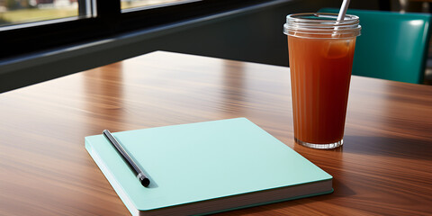 Notepad on a table with pen before meeting,  business concept with copy space