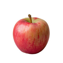 McIntosh red apple with a green stem, a seedless fruit, on a transparent background