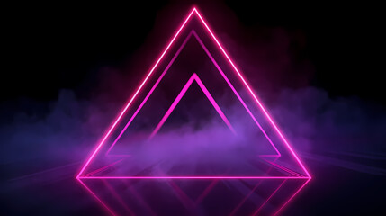 Triangular 3d abstract background with ultraviolet neon lights