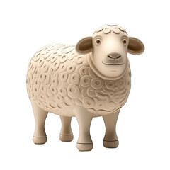 Sheep icon, 3D render clay style, Farm animals, studio short , isolated on pure white background 
