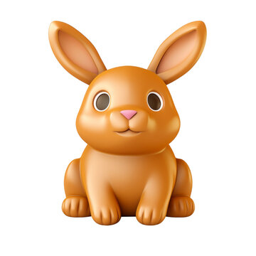 Rabbit icon, 3D render clay style, Farm animals, studio short , isolated on pure white background 