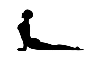 silhouette woman in yoga movements pilates body exercise vector image isolated on white transparent background