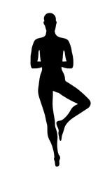 silhouette woman in yoga movements pilates body exercise vector image isolated on white transparent background
