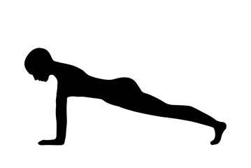 silhouette woman in yoga movements pilates body exercise vector image isolated on white transparent background