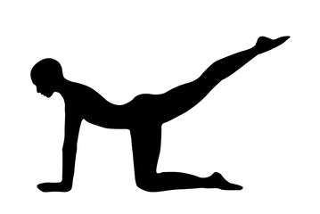 silhouette woman in yoga movements pilates body exercise vector image isolated on white transparent background