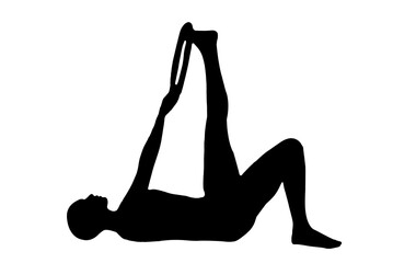 silhouette woman in yoga movements pilates body exercise vector image isolated on white transparent background