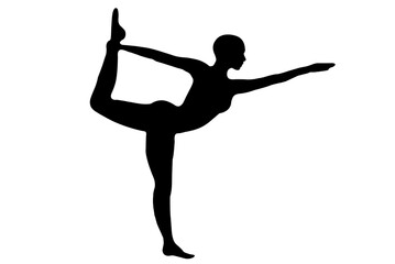 silhouette woman in yoga movements pilates body exercise vector image isolated on white transparent background