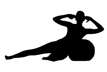 silhouette woman in yoga movements pilates body exercise vector image isolated on white transparent background