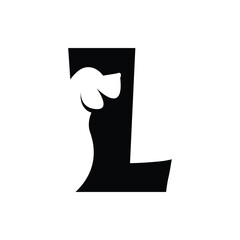 L letter with a negative space dog logo