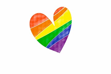 Rainbow hearts drawing on white background with copy space for texts, concept for celebrating, supporting and attending the pride month events of LGBTQ+ people around the world.