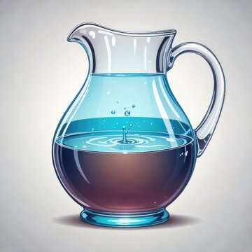 Design A Charming Pitcher Of Water Cartoon Illustration Clipart Against A White Background