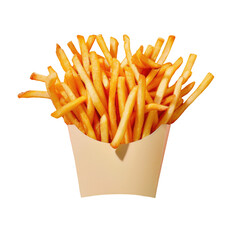 Macro photography of a box of French fries on a transparent background