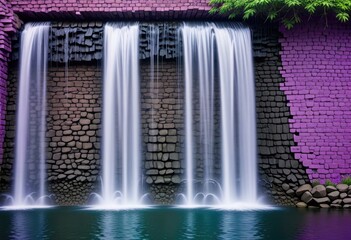The brick wall's background is bathed in a regal purple hue, adding a touch of mystique