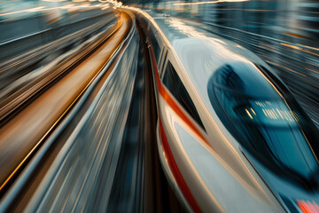 Fototapeta premium Chinese high-speed train captured in motion blur