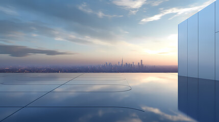 3D rendering futuristic building background with empty concrete floor