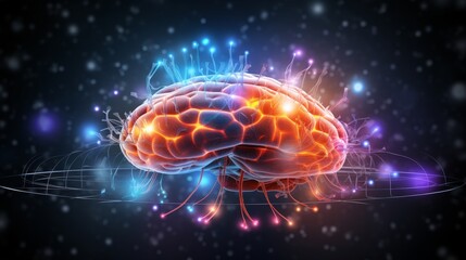 Naklejka premium Field of neurology, visualization of the brain. 