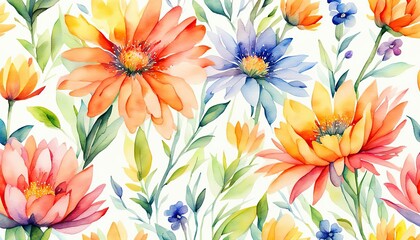 colorful watercolor flowers background