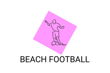 Beach football sport vector line icon. sportman, playing beach football. sport pictogram illustration.