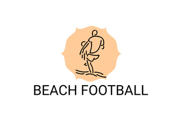 Beach football sport vector line icon. sportman, playing beach football. sport pictogram illustration.