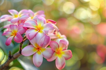 Naklejka premium A beautiful backdrop of fragrant plumeria flowers