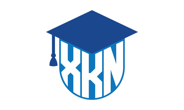 XKN initial letter academic logo design vector template. school college logo, university logo, graduation cap logo, institute logo, educational logo, library logo, teaching logo, book shop, varsity