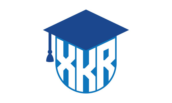 XKR initial letter academic logo design vector template. school college logo, university logo, graduation cap logo, institute logo, educational logo, library logo, teaching logo, book shop, varsity