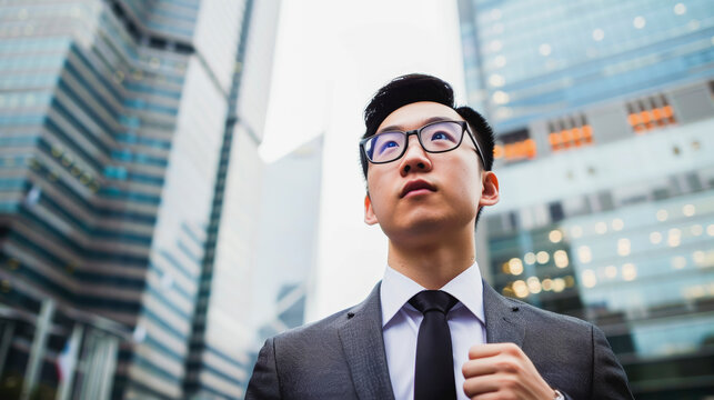 Young Asian Professionals In Cities, successful Asian business individuals thriving in urban settings