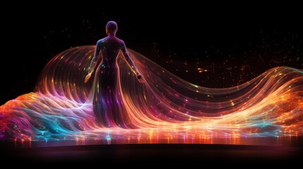 Neon Noir Holographic Sound Waves in a Cosmic Ballet 