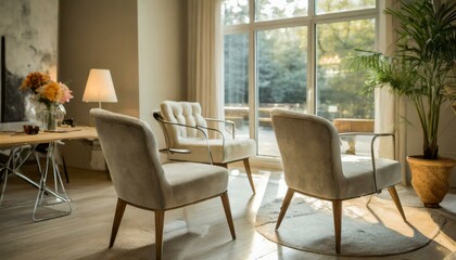 Stylish chairs placed in a modern room