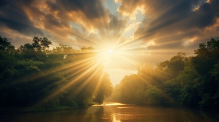 Radiant Sunbeams Embracing Heaven's