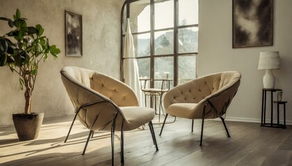 Stylish chairs placed in a modern room