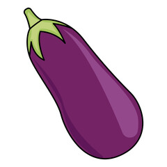 Cartoon eggplant emoji icon, aubergine symbol. Isolated vector vegetable clip art illustration