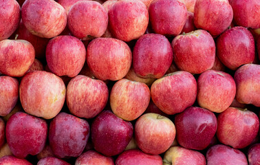 Full frame shot of red apples. Fresh red apples from village