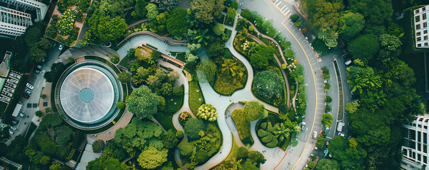 Green city planning, parks and public spaces for sustainability