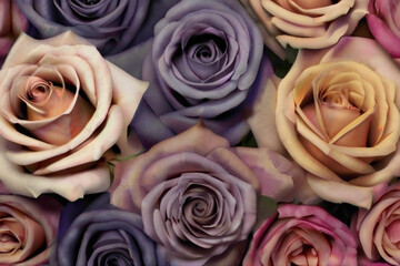 blue yellow white pink and red color rose flowers in different color light gradient background 
full frame of the flowers with ultra hd background in different color 