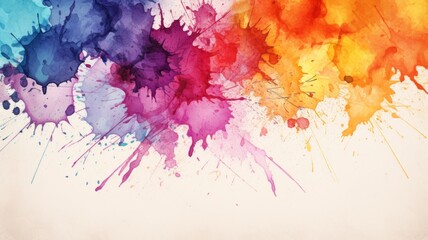 Colorful paint splatters merging together - Artistic representation of various colorful paint splatters intermingling on a textured background