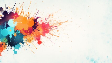 Explosion of colors on white background - Vibrant, multicolored paint splatters creating a dynamic and artistic expression on a pristine white background