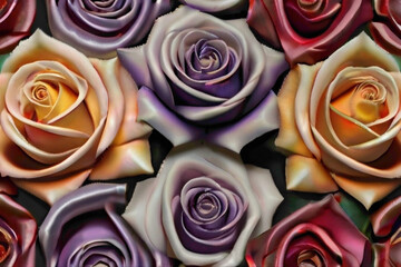 blue yellow white pink and red color rose flowers in different color light gradient background...