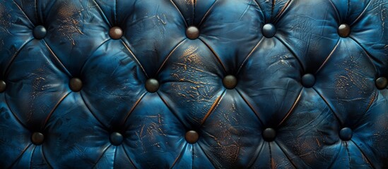 Naklejka premium Dark blue background with a leather texture and dotted pattern, dark blue background with a dotted leather texture for the design of interior elements, interior decoration, home textiles or wallpaper 