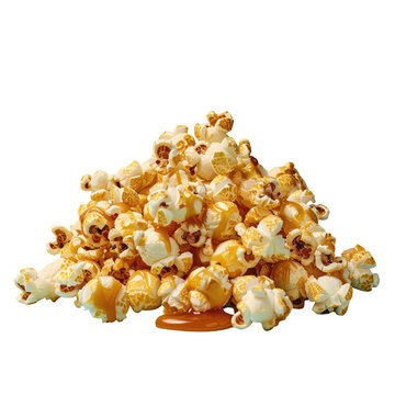 Kettle corn snack in dish with caramel popcorn on transparent background