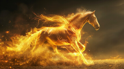 A Majestic Stallion Ignites the Track with Fiery Hooves
