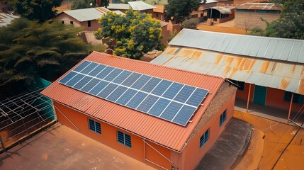 Solar Panels Adorned School Roof Harnessing Clean Energy for Sustainable Community-Driven Educational Empowerment