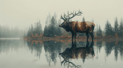 Awe-inspiring compositions blending animals seamlessly with their natural environments in striking double exposure images.