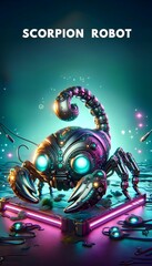 Scorpion robot on green background, graphic