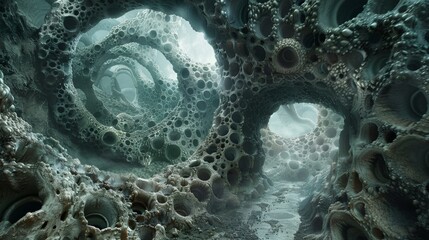 Enigmatic surreal scene exploring the uncanny realm of Trypophobia, inviting viewers to ponder its eerie beauty. - obrazy, fototapety, plakaty