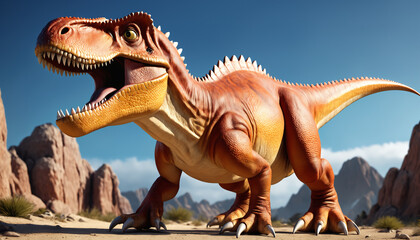 Tyrannosaurus Rex Roaring in the Cretaceous Forest. Generative AI