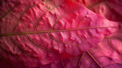 A close up of a leaf with a red hue