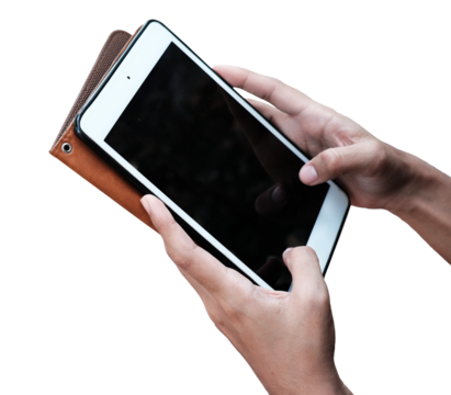 Asian woman hand holding tablet and touch screen for online shopping with internet for relaxation with social media for technology