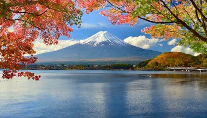 桜と紅葉と富士山